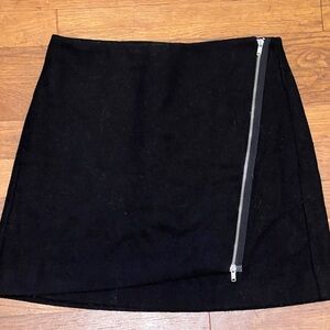 Black Wool Skirt with Zipper Detail